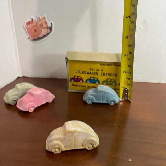 Vintage Volkswagen Erasers Non-toxic Rubber Set 4 Erasers For School Taiwain - Picture 4 of 7
